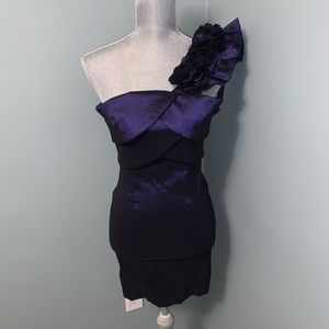 SNAP one shoulder purple bodycon mini dress wedding guest size 5 cocktail